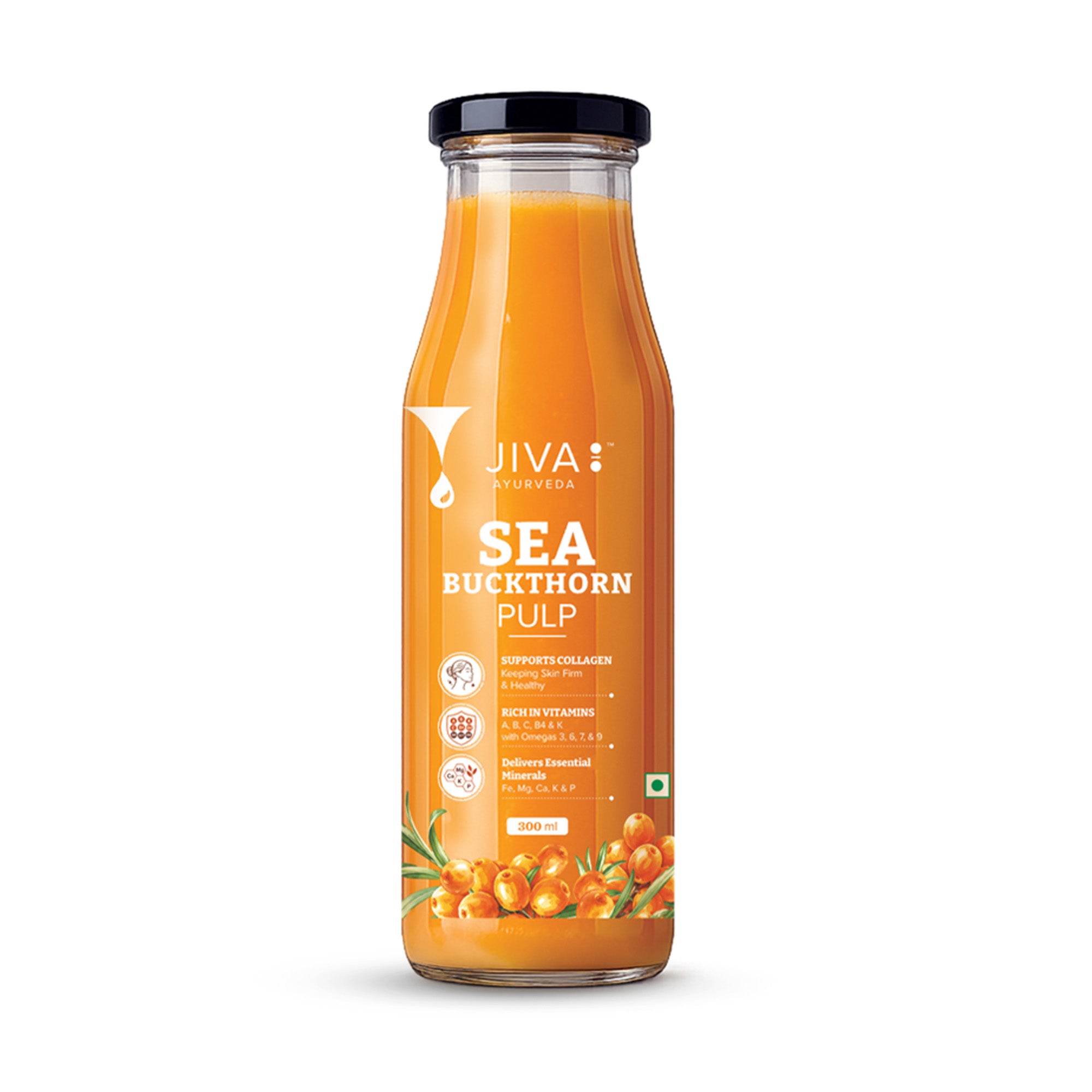 JIVA Ayurveda Sea Buckthorn Pulp 300 ml | Natural Sea Buckthorn Juice | Fruit Pulp