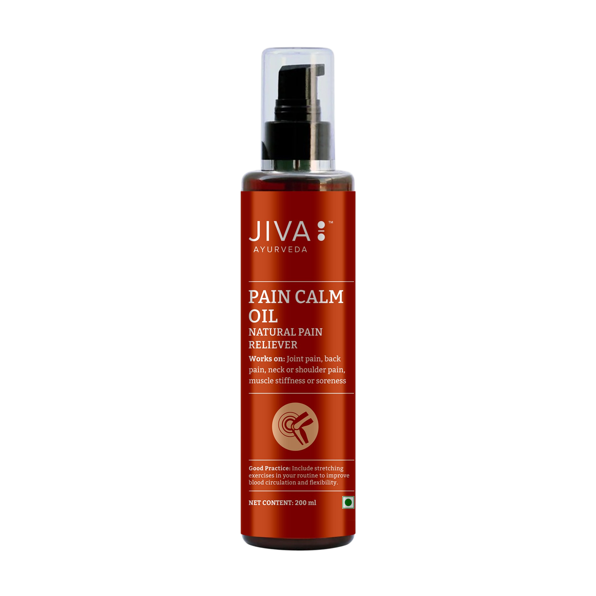 Jiva Ayurveda Pain Calm Oil 200 ml (Pack of 2) with Free Knee Cap | Ayurvedic Pain Relief Oil for Joint, Knee, Back & Muscle Pain | Fast Absorption Herbal Massage Oil