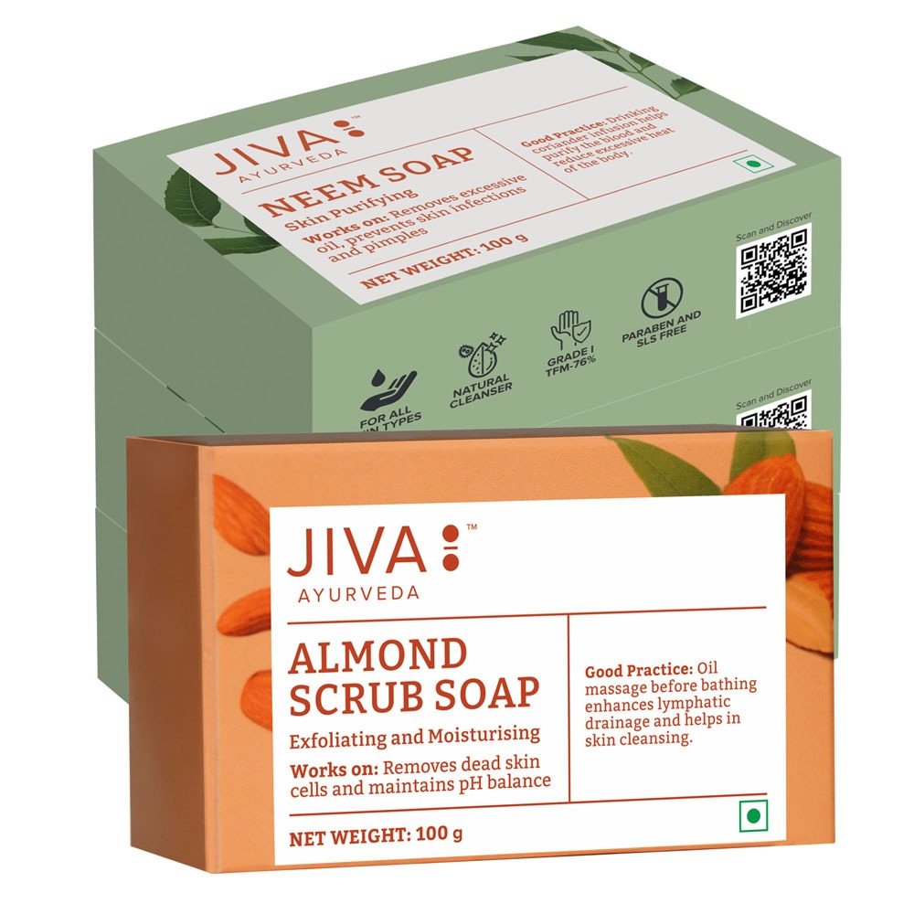 Neem Soap Combo 3 Neem 1 Almond Soap JivaAyurveda