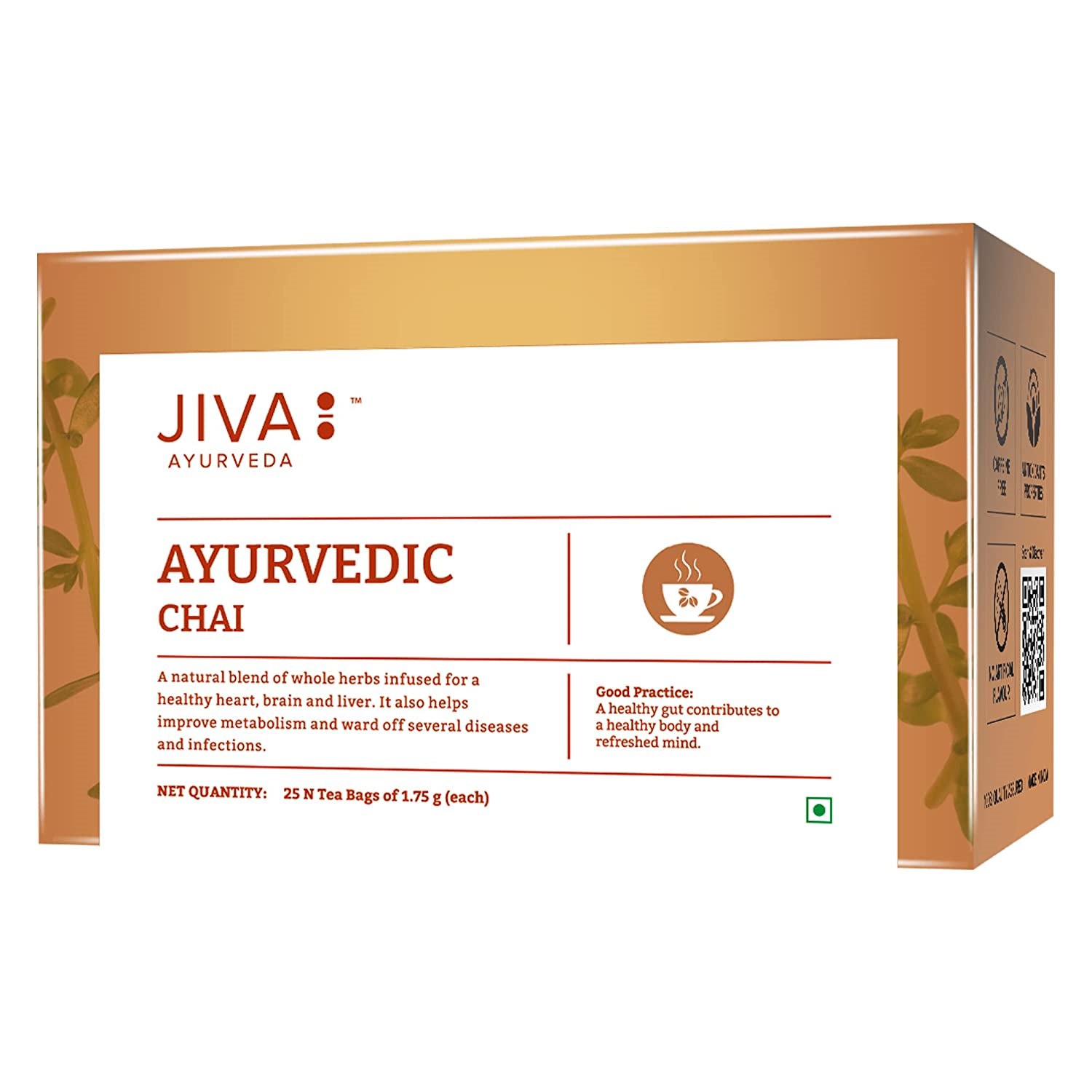 Ayurvedic Chai | Tea | 25 N Tea Bag  Caffeine-Free | For Healthy Heart, Brain, and Liver