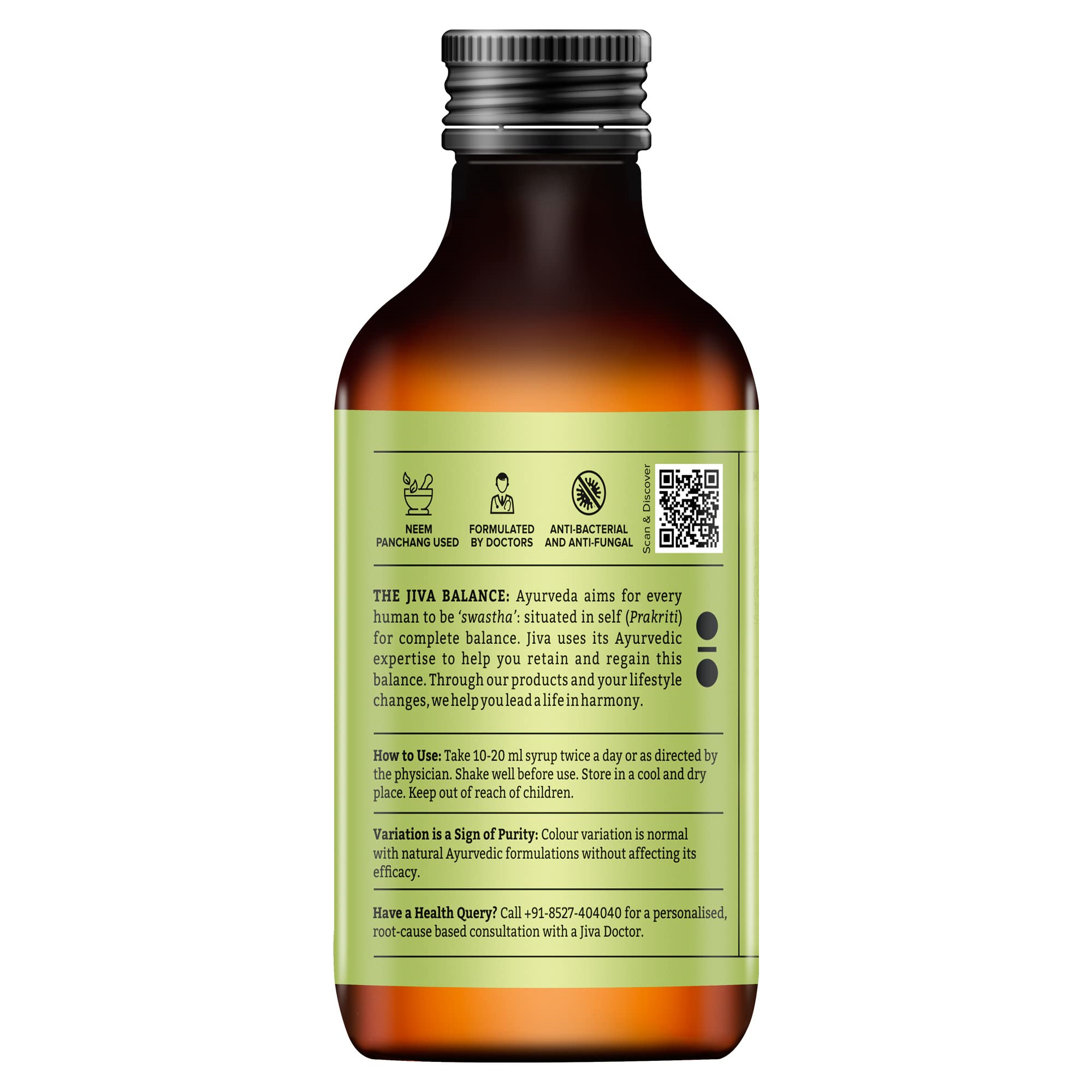 Jiva Neem Syrup | 100% Ayurvedic Formula | Purifies Blood & Improves Circulation - 200ml