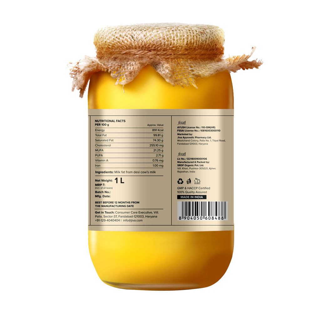 A2 Gir Desi Cow Ghee 1L + 300 ml (Combo Pack) | Pure Desi Ghee | Bilona Curd Churned | Grass-fed Cultured Ghee | Pure, Natural, Healthy