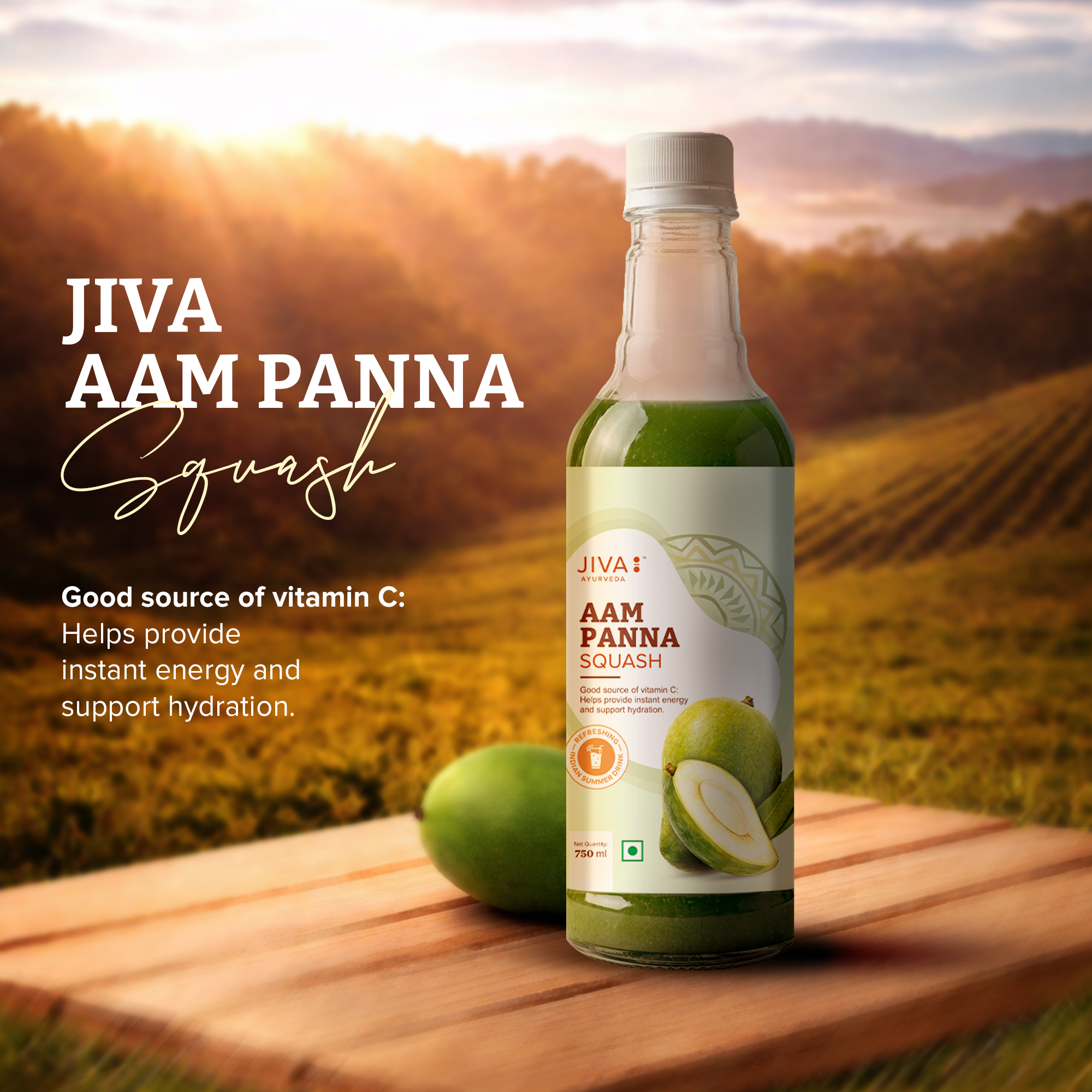 Aam Panna Squash 750 ml- Good source of vitamin C:Helps provide instant energy and support hydration.