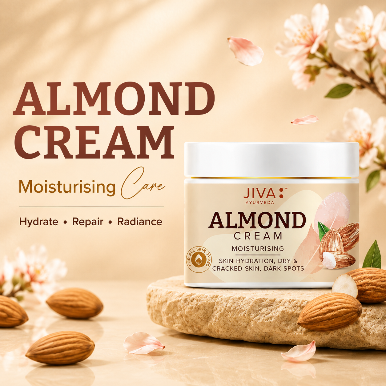 Almond Cream 100gm | Treats Dry Skin, Wrinkles & Pigmentation