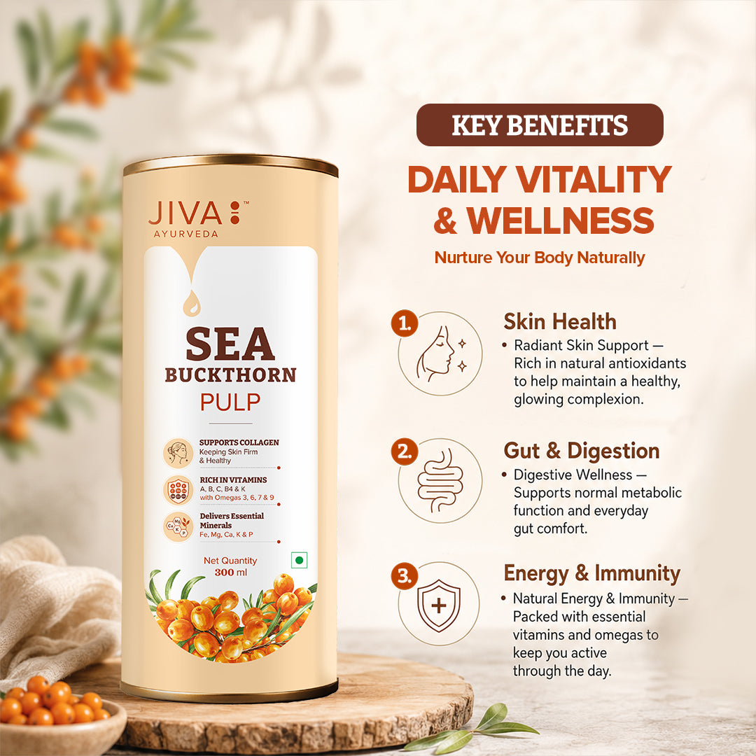 JIVA Ayurveda Sea Buckthorn Pulp 300 ml | Natural Sea Buckthorn Juice | Fruit Pulp