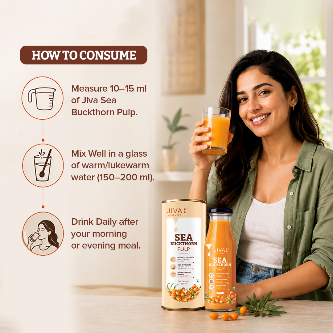 JIVA Ayurveda Sea Buckthorn Pulp 300 ml | Natural Sea Buckthorn Juice | Fruit Pulp