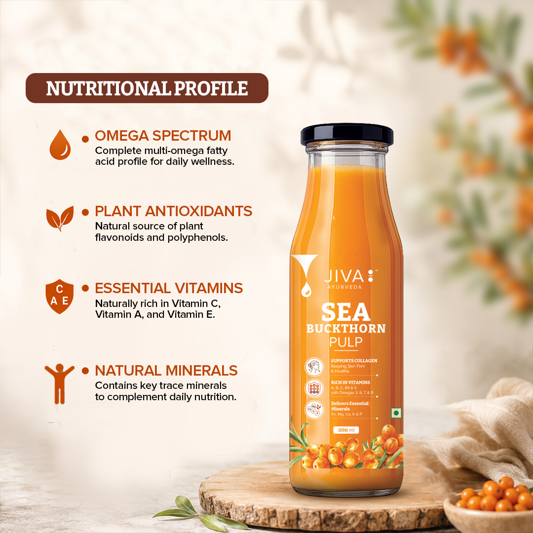 JIVA Ayurveda Sea Buckthorn Pulp 300 ml | Natural Sea Buckthorn Juice | Fruit Pulp