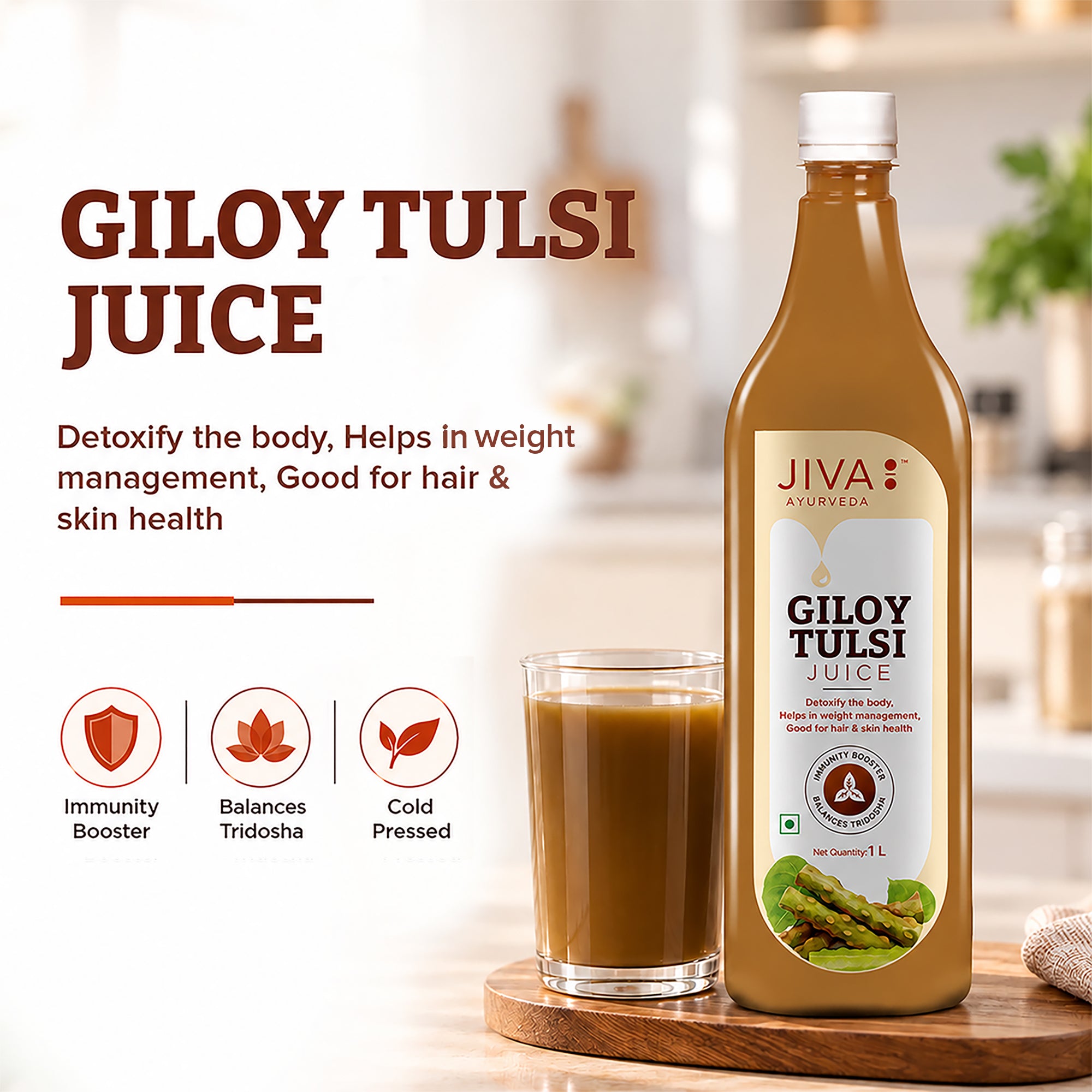 Giloy Tulsi Juice 1L | Boosts Immunity & Improves Blood Formation