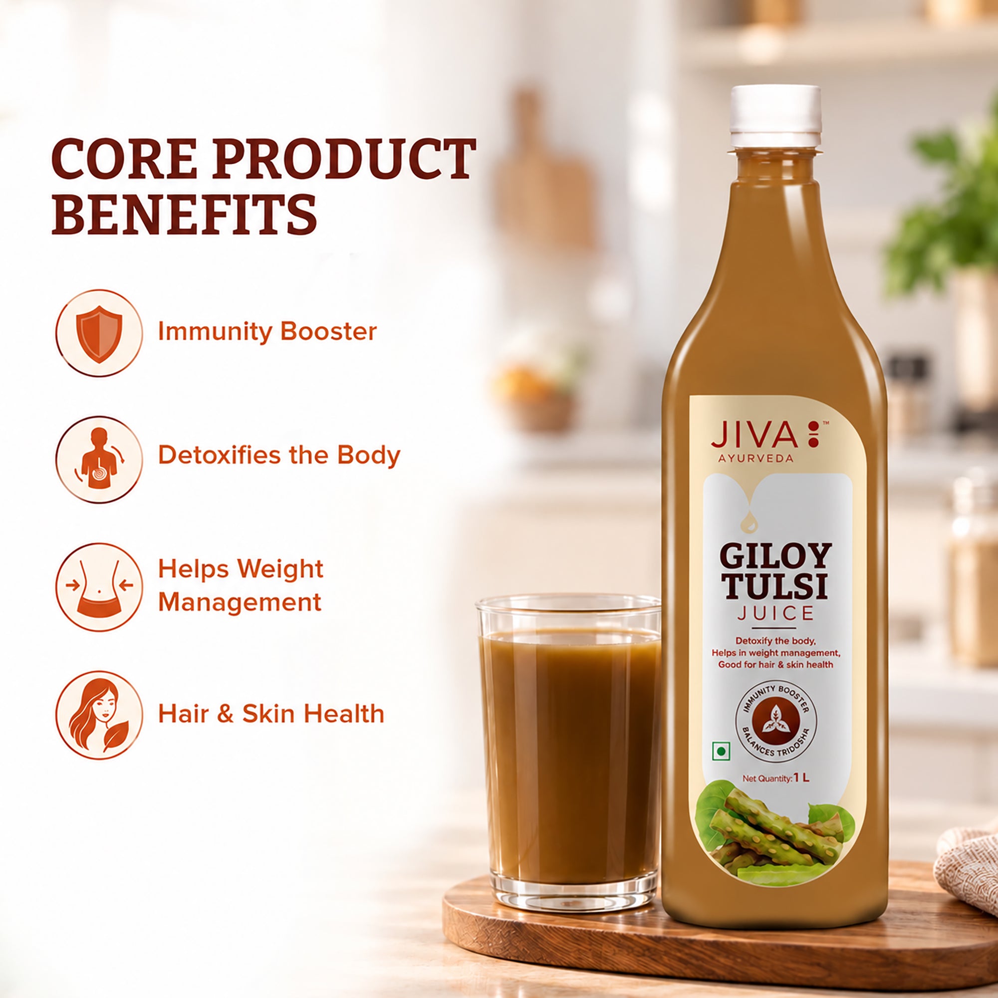 Giloy Tulsi Juice 1L | Boosts Immunity & Improves Blood Formation