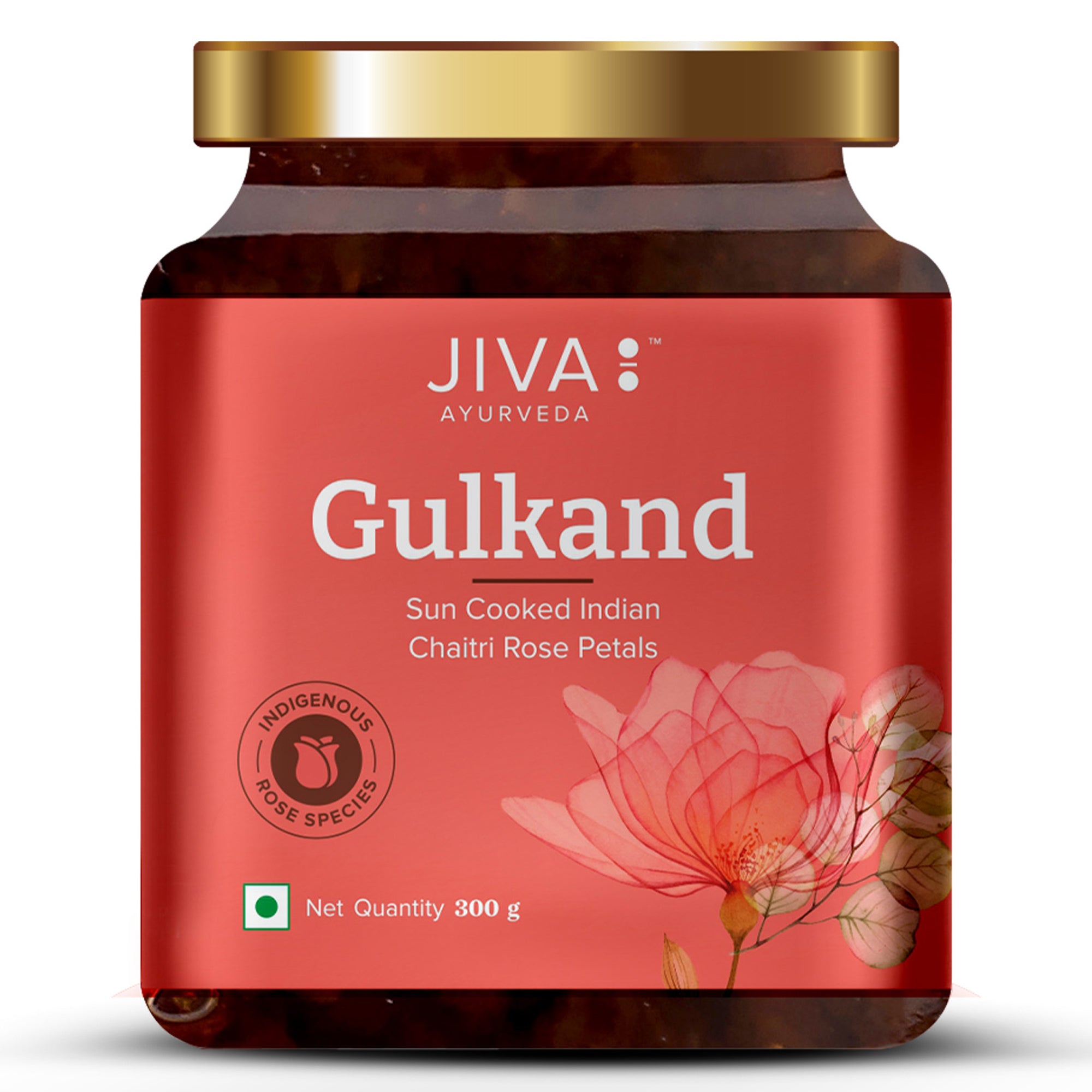 Jiva Ayurveda Gulkand – Sun-Cooked Indian Chaitri Rose Petal Preserve | Natural Ayurvedic Coolant & Digestive 300g (Pack of 1)