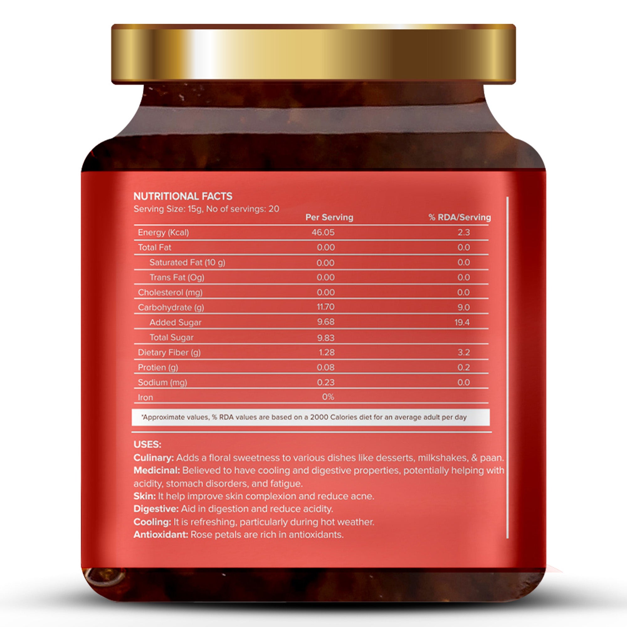 Jiva Ayurveda Gulkand – Sun-Cooked Indian Chaitri Rose Petal Preserve | Natural Ayurvedic Coolant & Digestive 300g (Pack of 1)