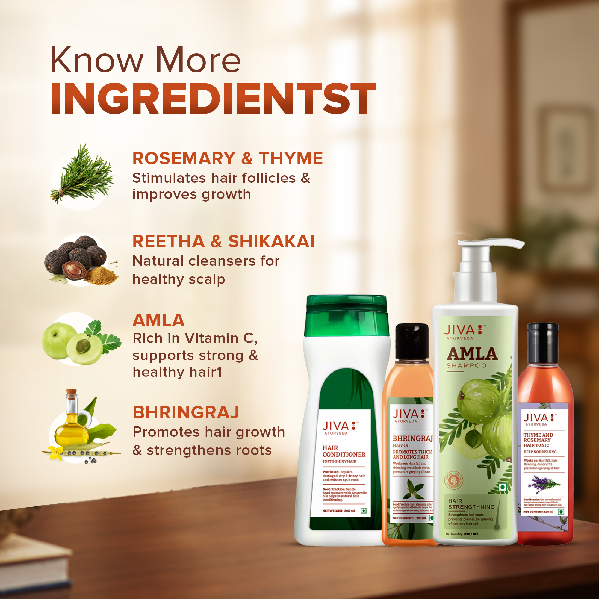 Hair Wellness Combo | Hair Conditioner 200ml | Bhringraj Hair Oil 120ml | Amla shampoo 200ml | Thyme & Rosemary Hair Tonic 120ml