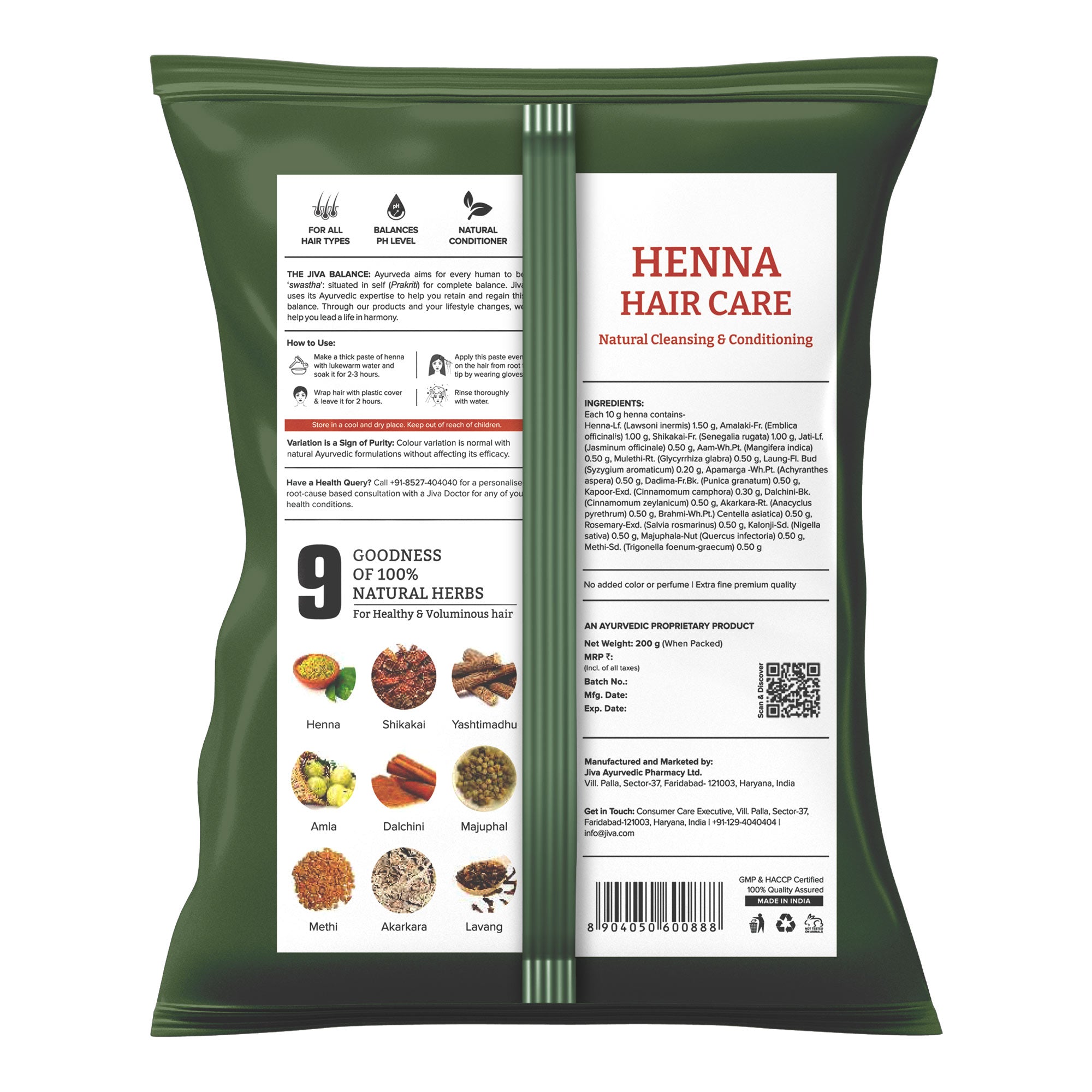 Jiva Henna & Indigo Powder | Pure & Natural Hair Color Combo 200g Each