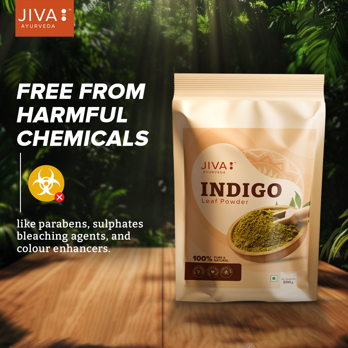 Indigo Leaf Powder | Pure & Natural Hair Color | Chemical-Free, Ammonia-Free & Organic Hair Dye for Men & Women -200g