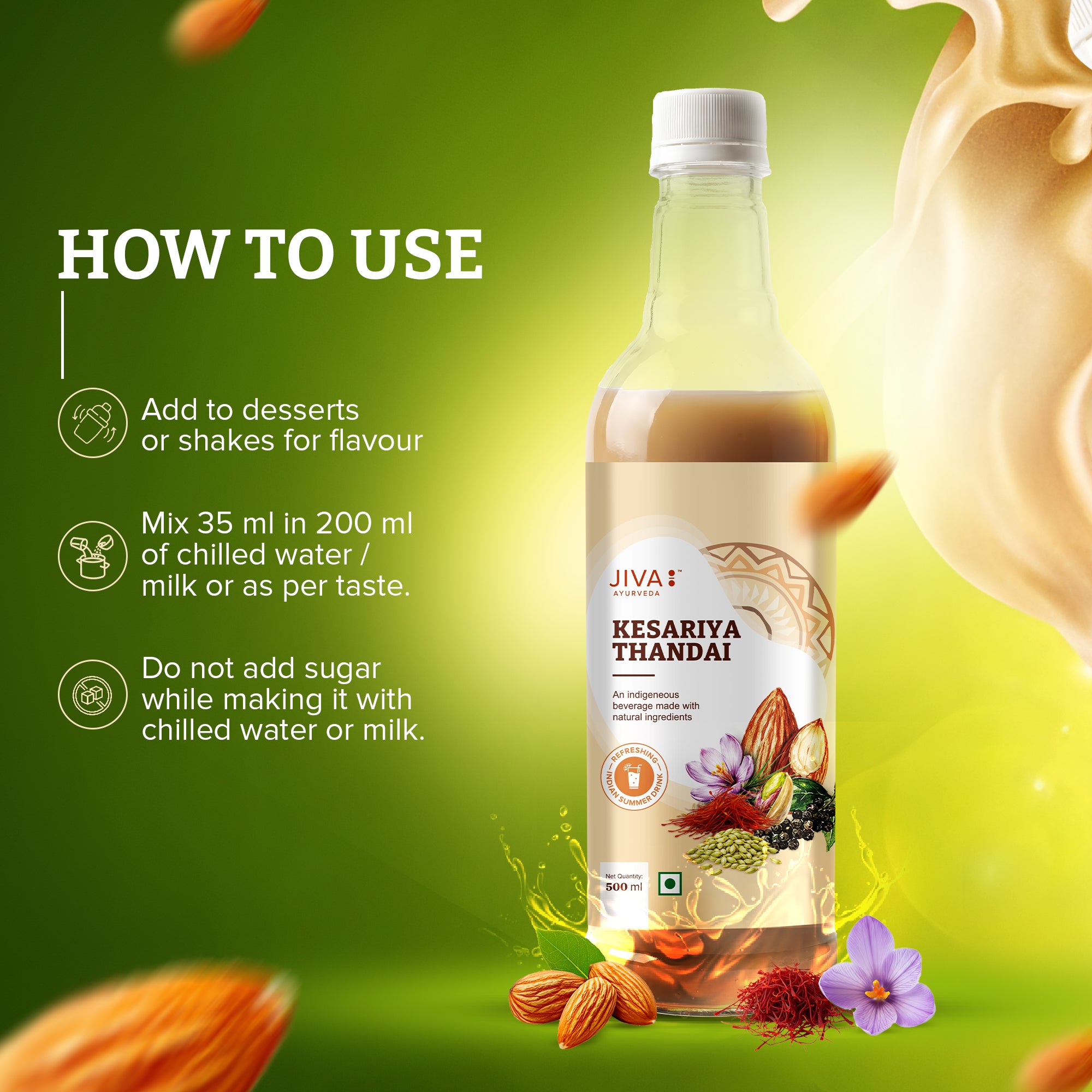 Kesariya Thandai - An indigenous beverage made with natural ingredients- 500ml