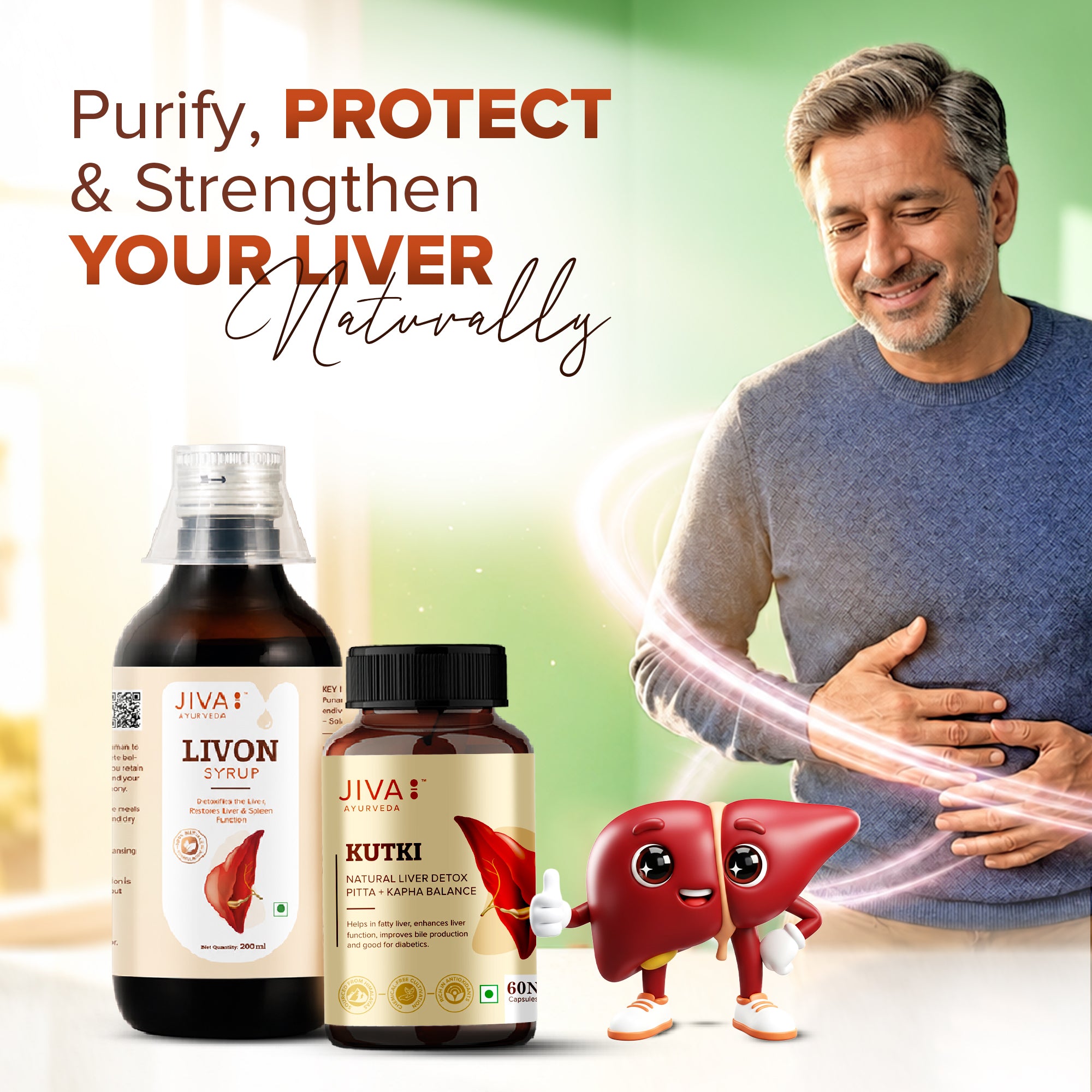 Jiva Kutki Capsules 60 Tablets & Livon Syrup 200 ML (Combo Pack of 2) | For Men & Women Liver Helps To Promote Digestion | 100% Pure & Natural | Good for Digestion