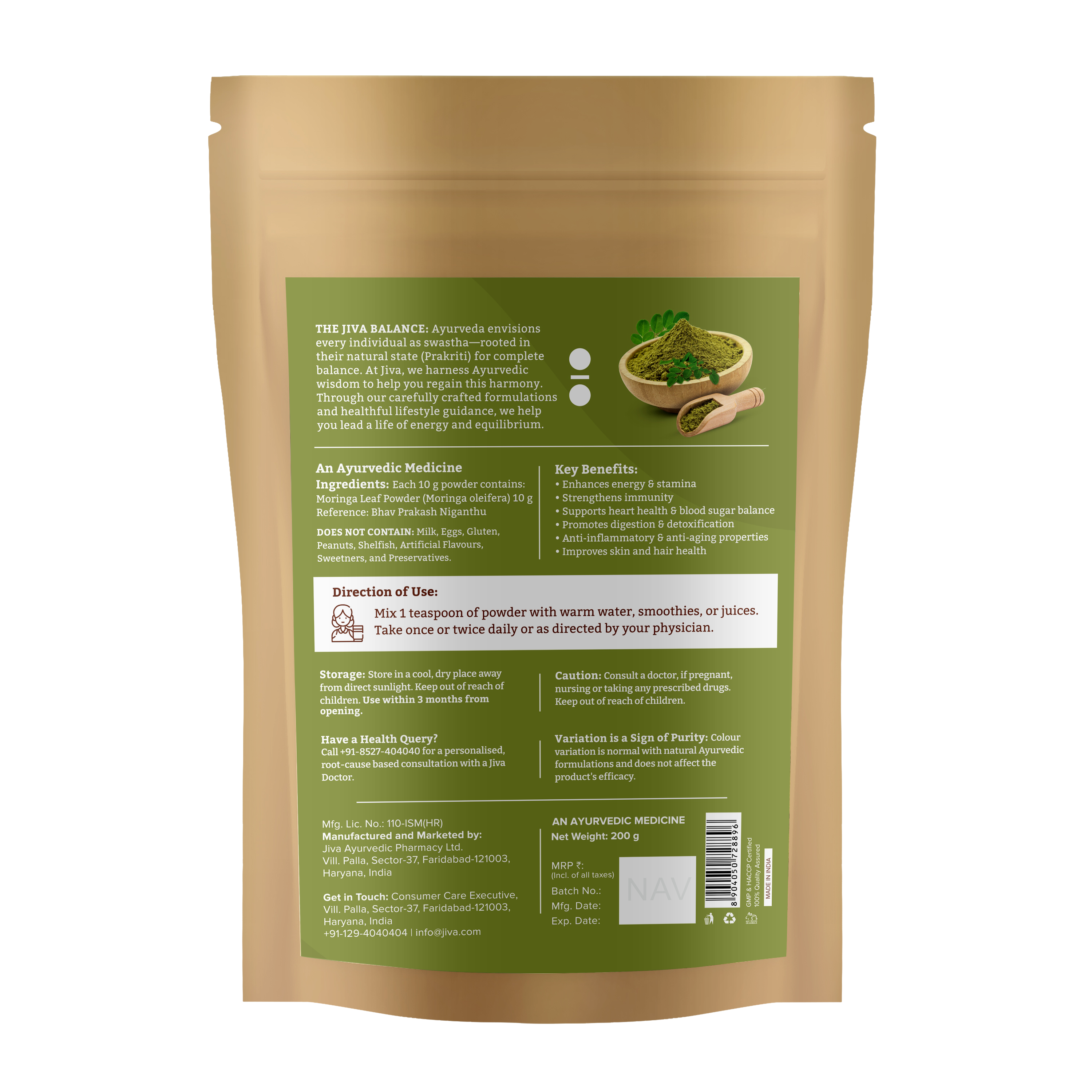 Moringa Powder Natural Superfood for Energy, Immunity & Detox