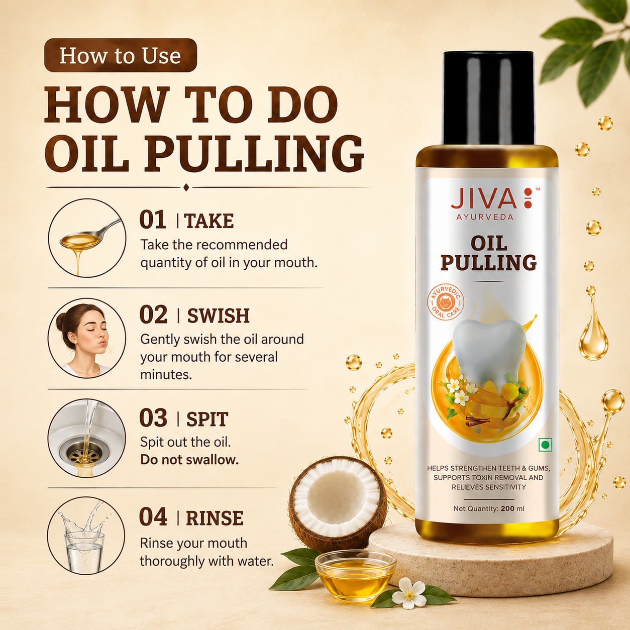 Oil Pulling 200ml | Removes Toxins, Prevent Bad Breath, And Alleviates Toothache