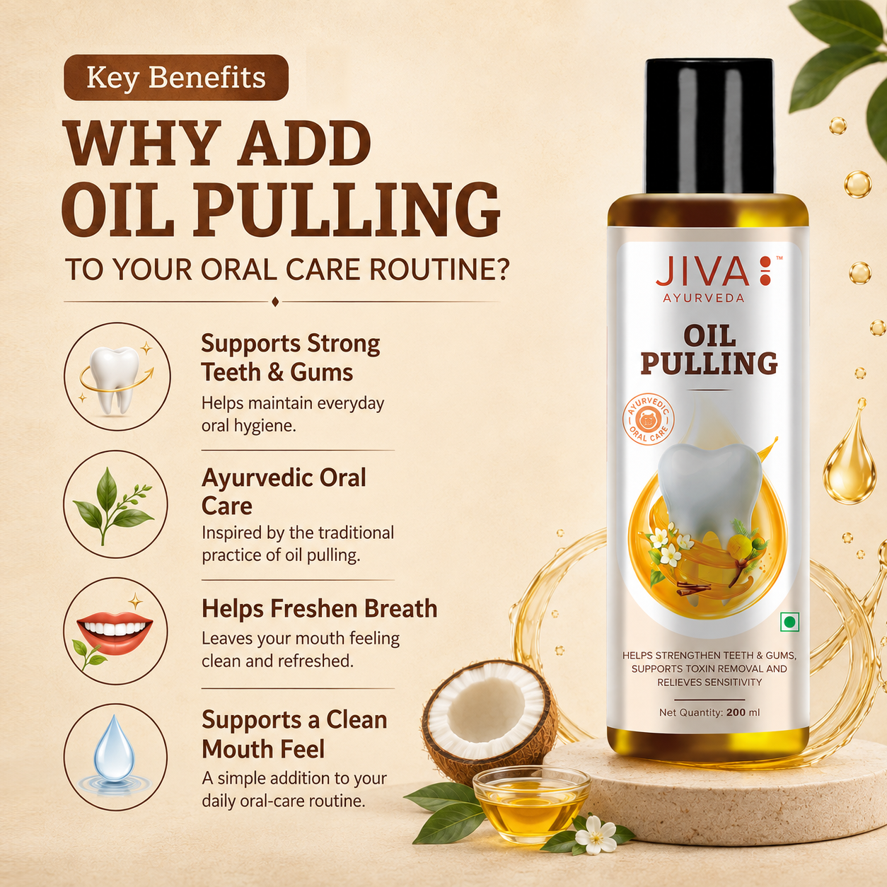 Oil Pulling 200ml | Removes Toxins, Prevent Bad Breath, And Alleviates Toothache
