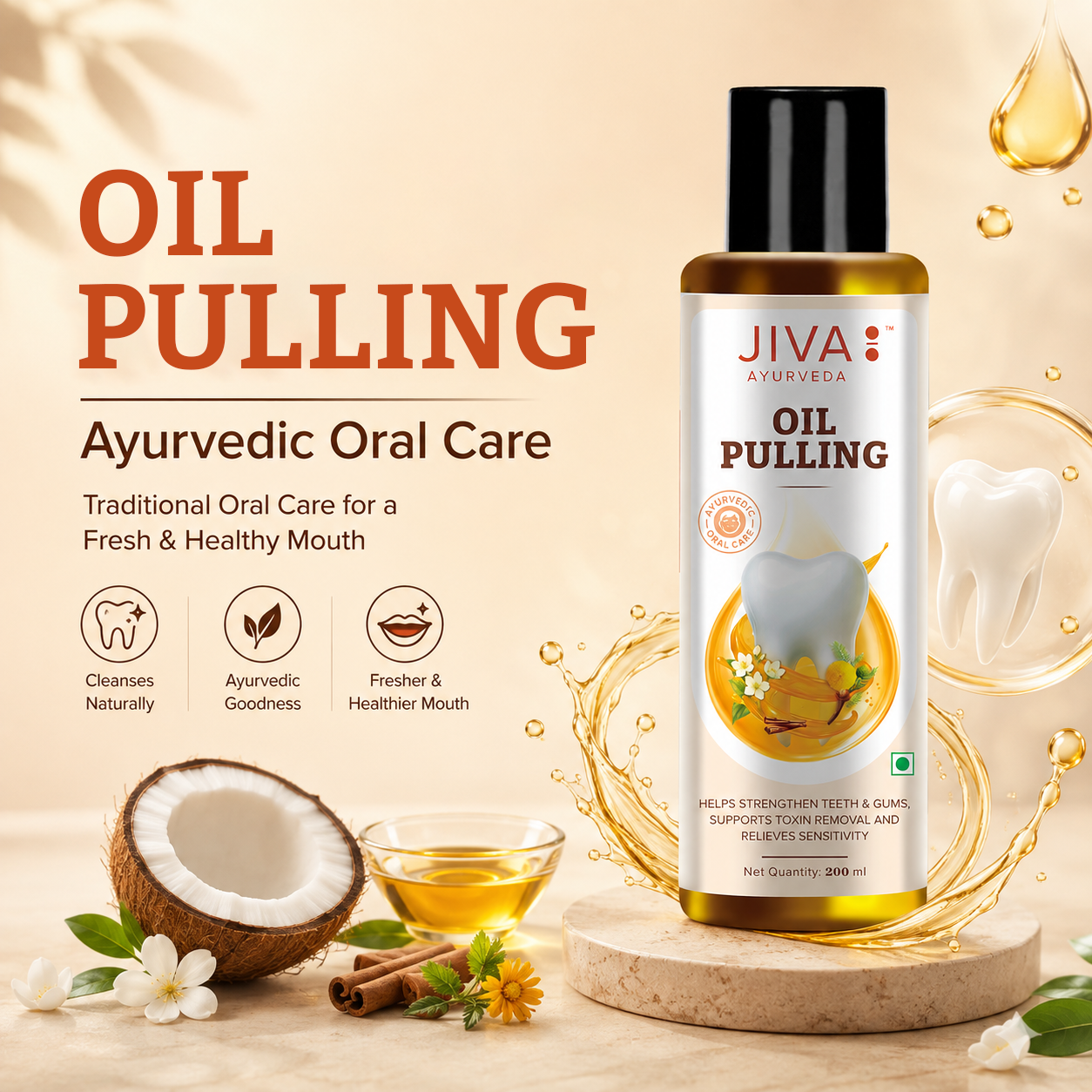Oil Pulling 200ml | Removes Toxins, Prevent Bad Breath, And Alleviates Toothache