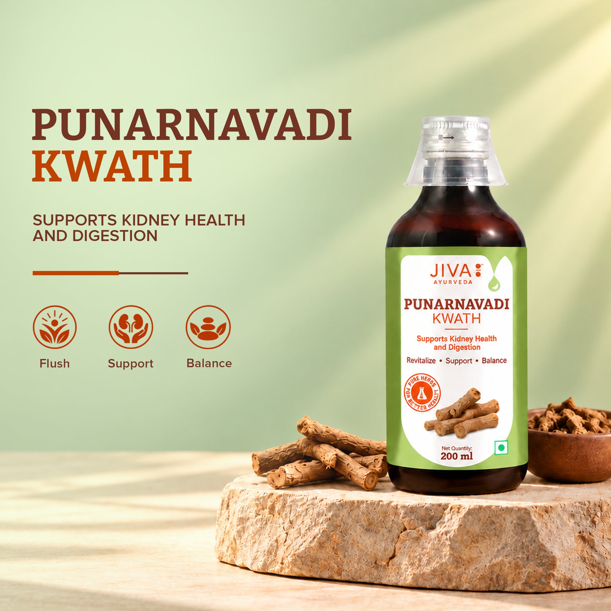 Punarnavadi Kwath Ayurvedic Herb For Kidney Support & Detoxification, Digestive Health-200ml