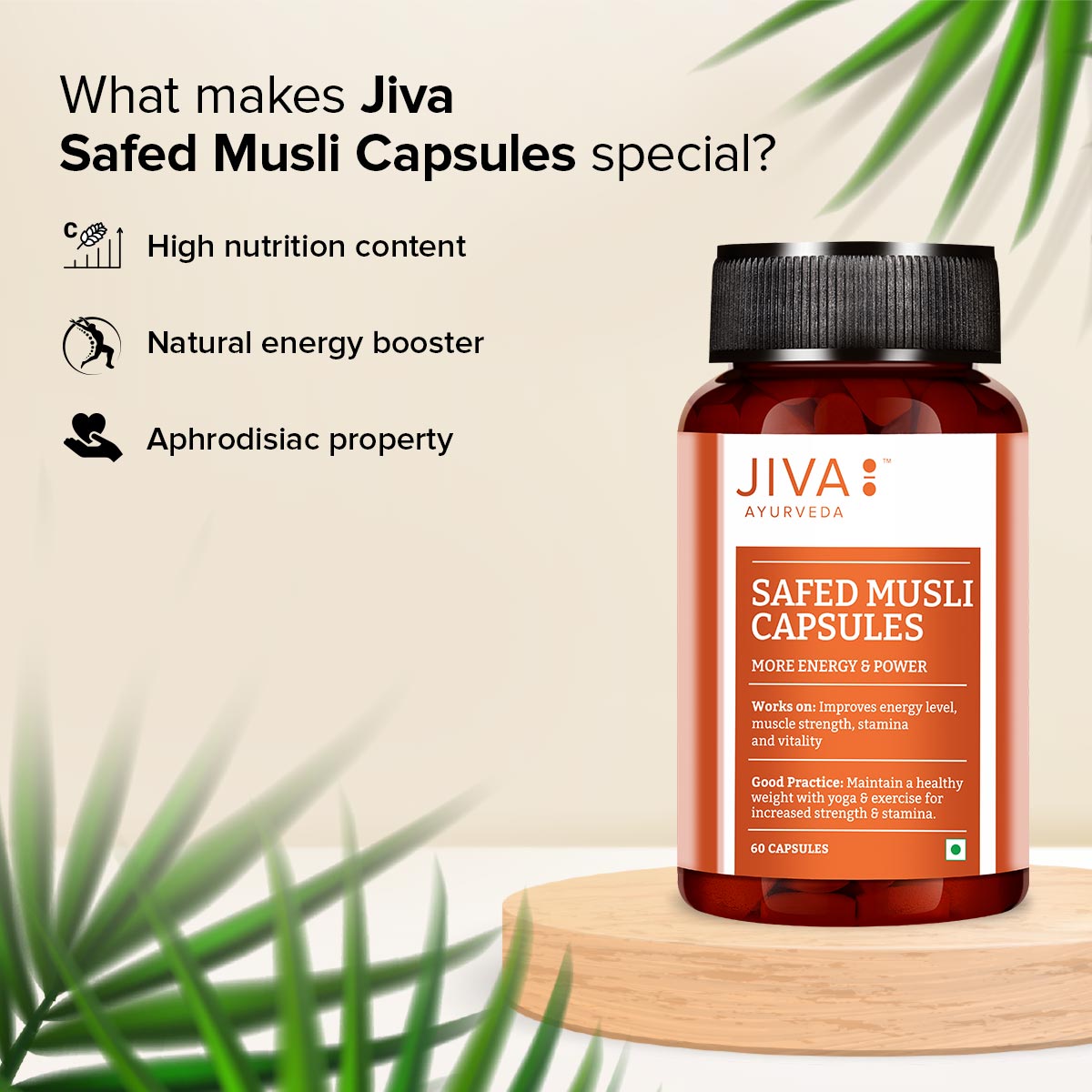 Jiva Safed Musli Capsules Boost Energy Vitality JivaAyurveda