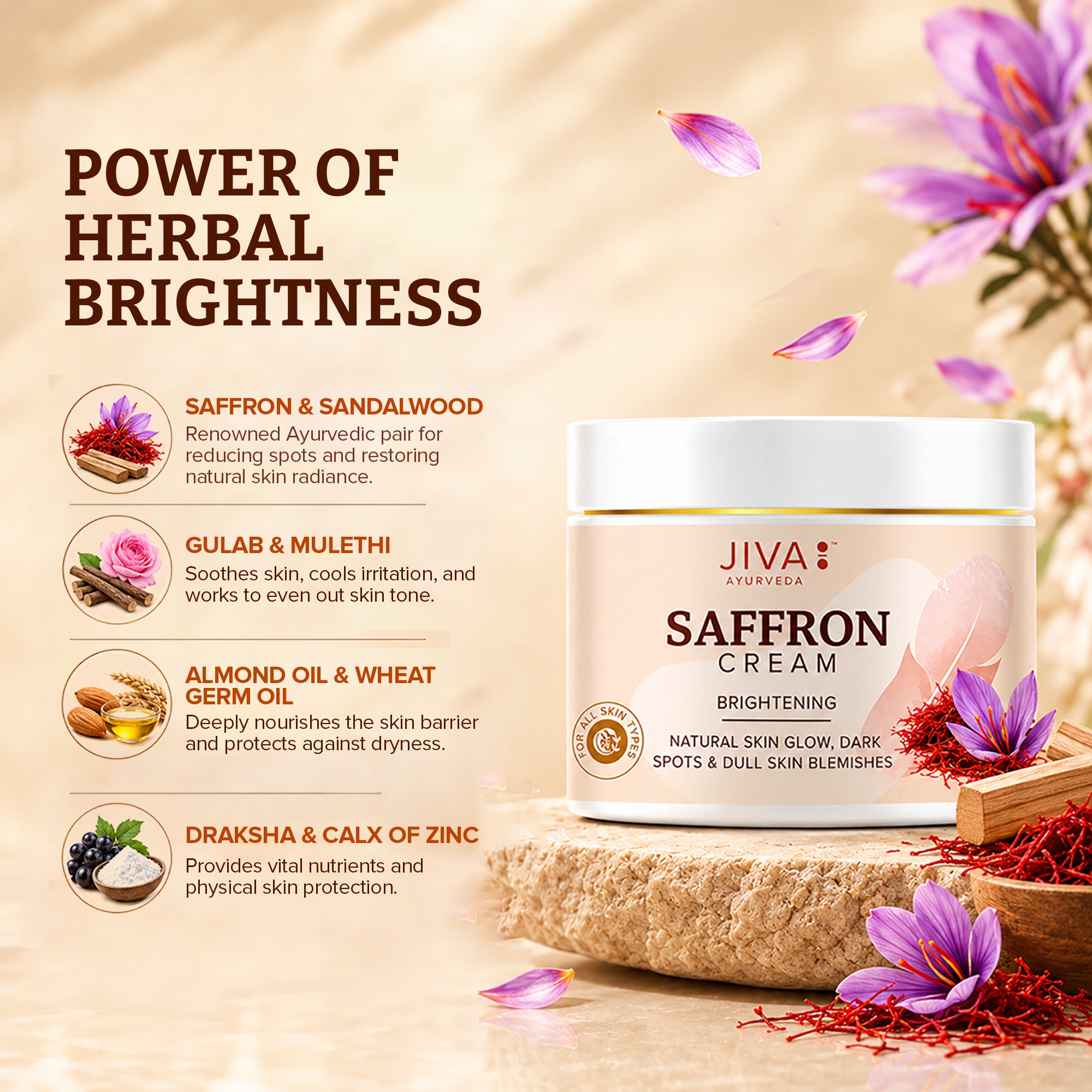 Saffron Cream 100g | Lightens Blemishes, Hyperpigmentation, & Dark Spots