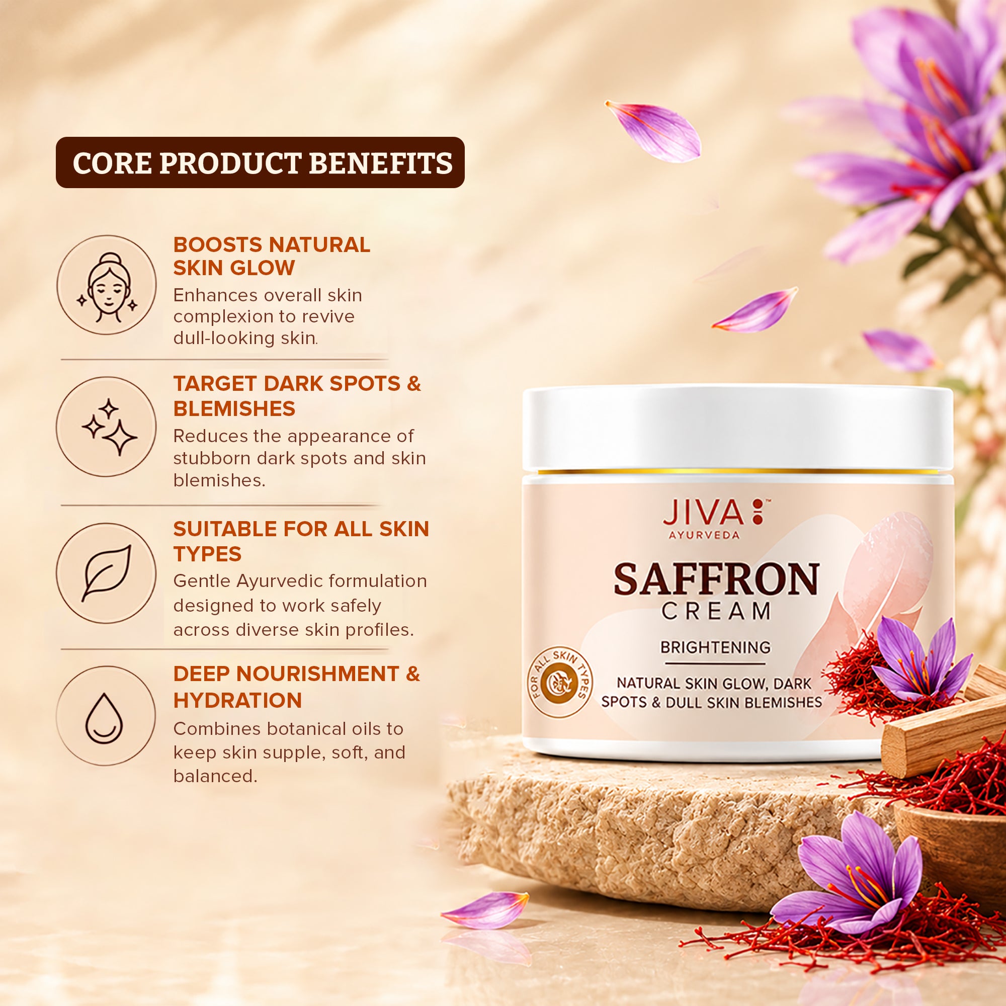 Saffron Cream 100g | Lightens Blemishes, Hyperpigmentation, & Dark Spots