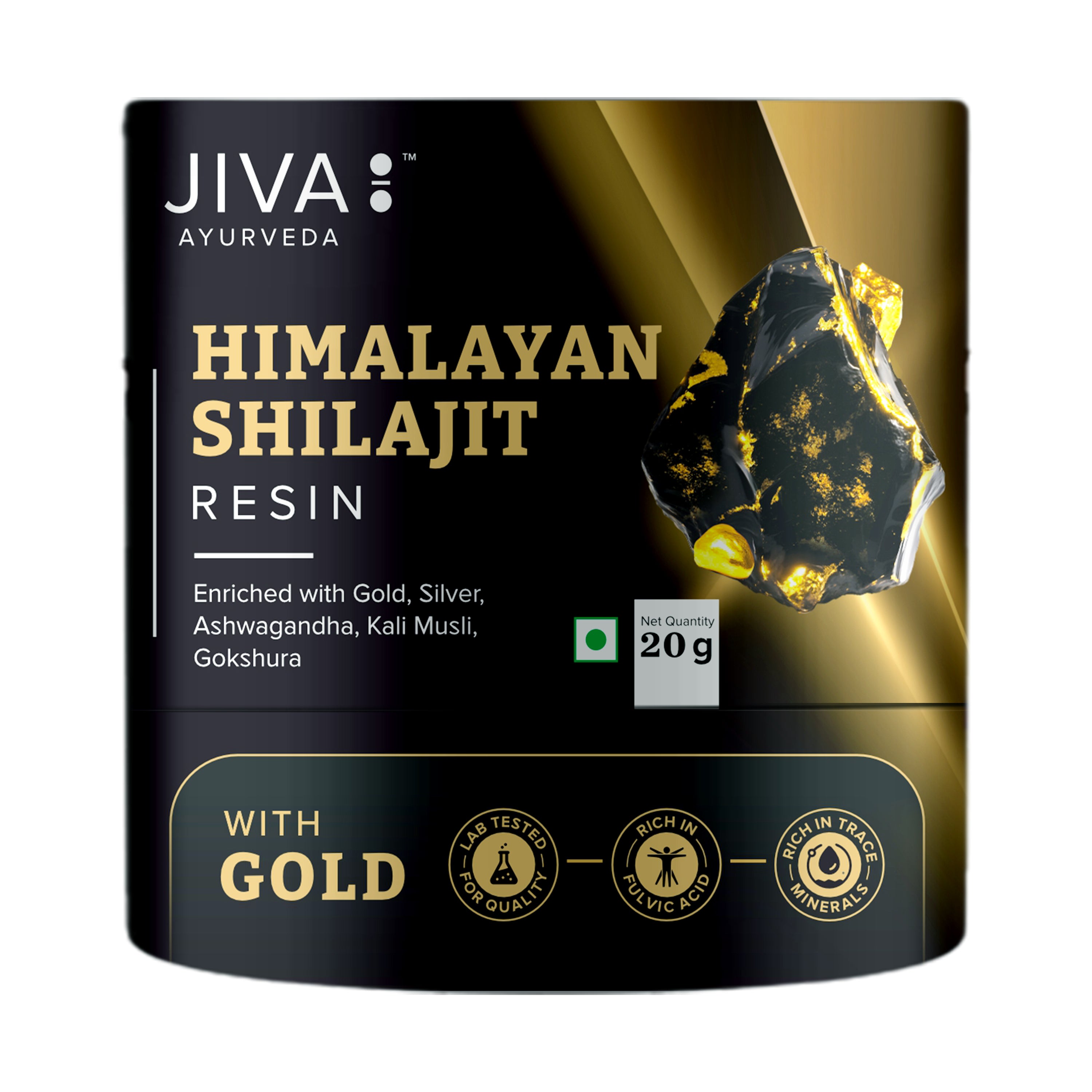 Shilajit Resin Gold | 500mg/Serving | Boosts Stamina, Strength & Muscle Growth | 100% Ayurvedic -20g (Pack of 1)