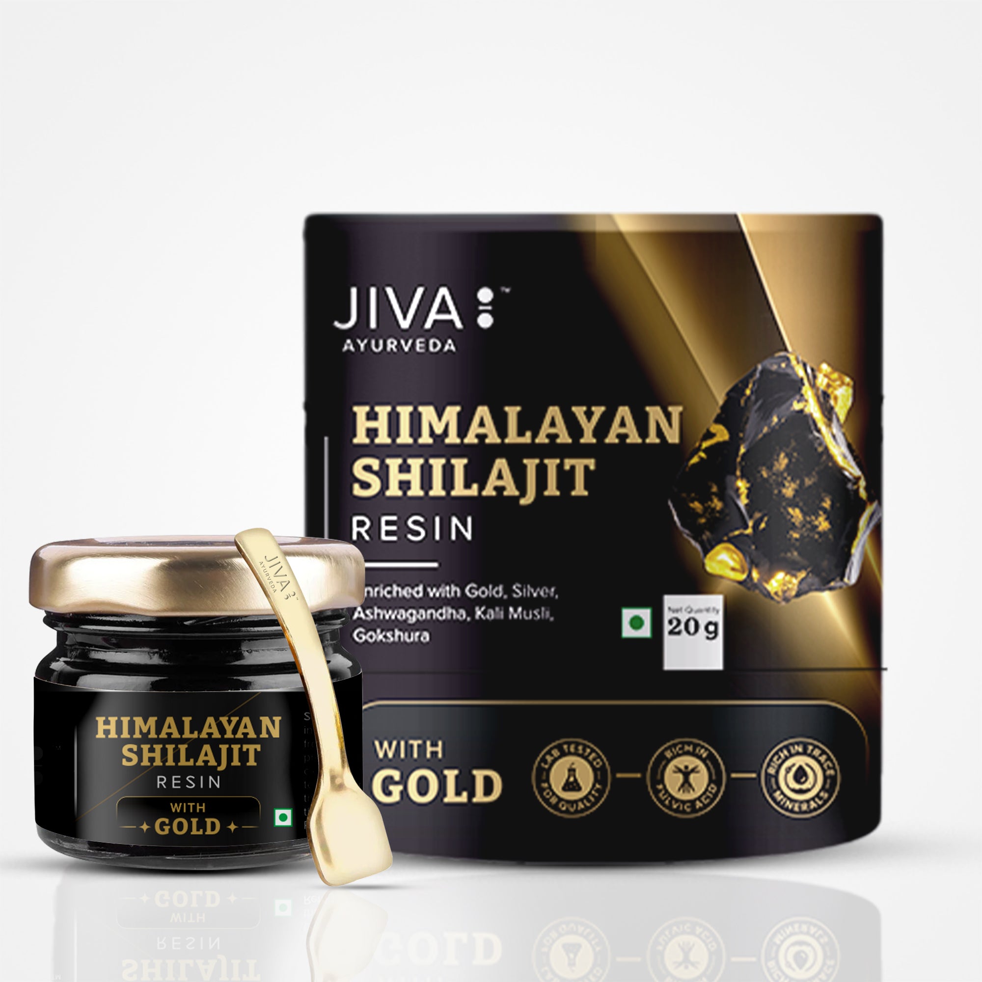 Shilajit Resin Gold | 500mg/Serving | Boosts Stamina, Strength & Muscle Growth | 100% Ayurvedic -20g (Pack of 1)