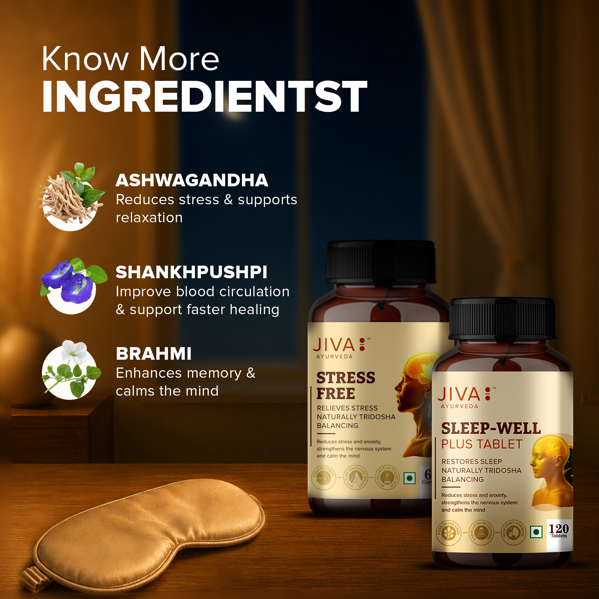 Jiva Ayurveda Sleep Well Plus & Stress-Free Tablet - 120 Tablets Each