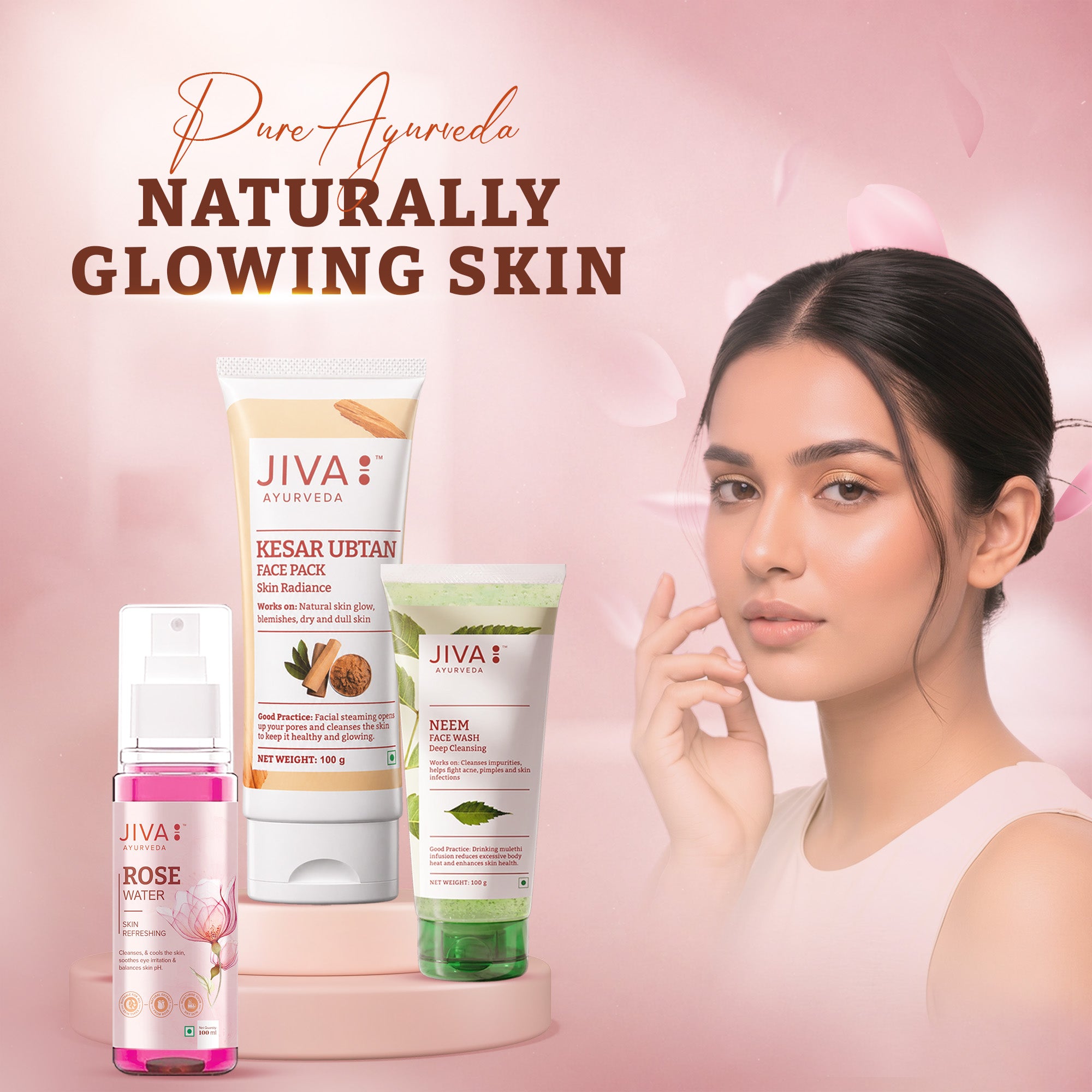 Skin Care Combo | Rose water 100ml | Kesar Ubtan 100g | Neem Face Wash 100g | •	Hydrates, tones & refreshes skin