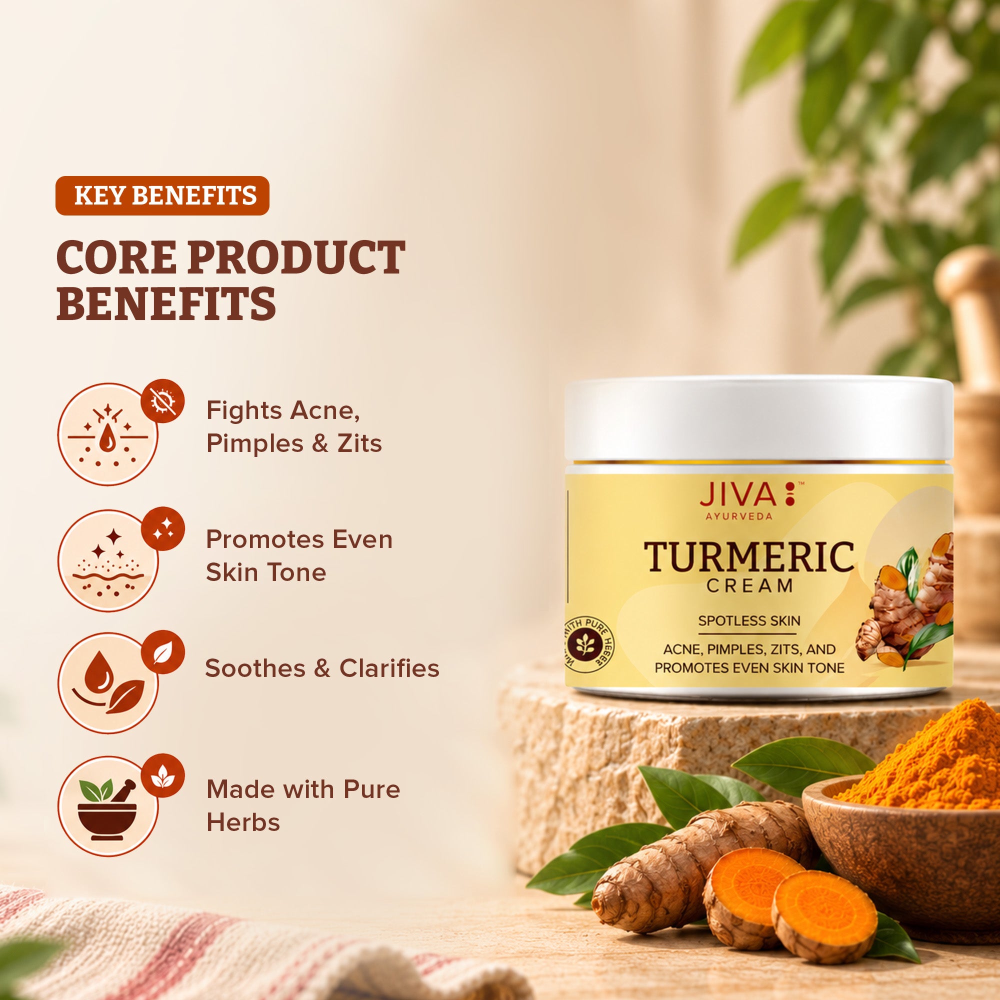 Turmeric Cream 100gm | Prevents Acne, Pimples & Blemishes