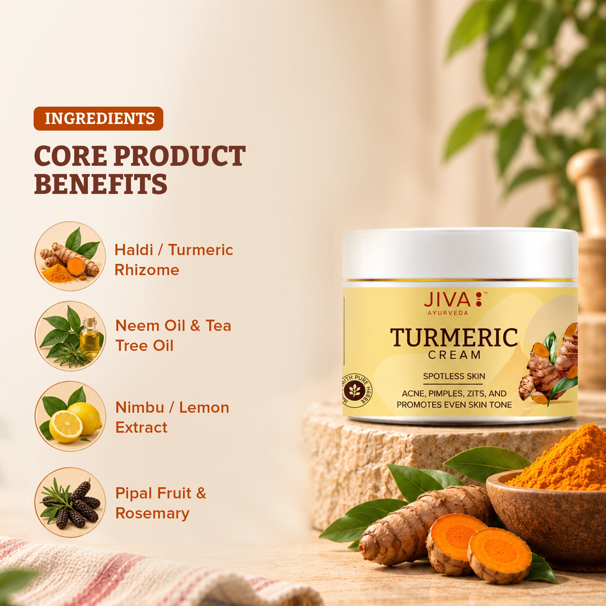 Turmeric Cream 100gm | Prevents Acne, Pimples & Blemishes
