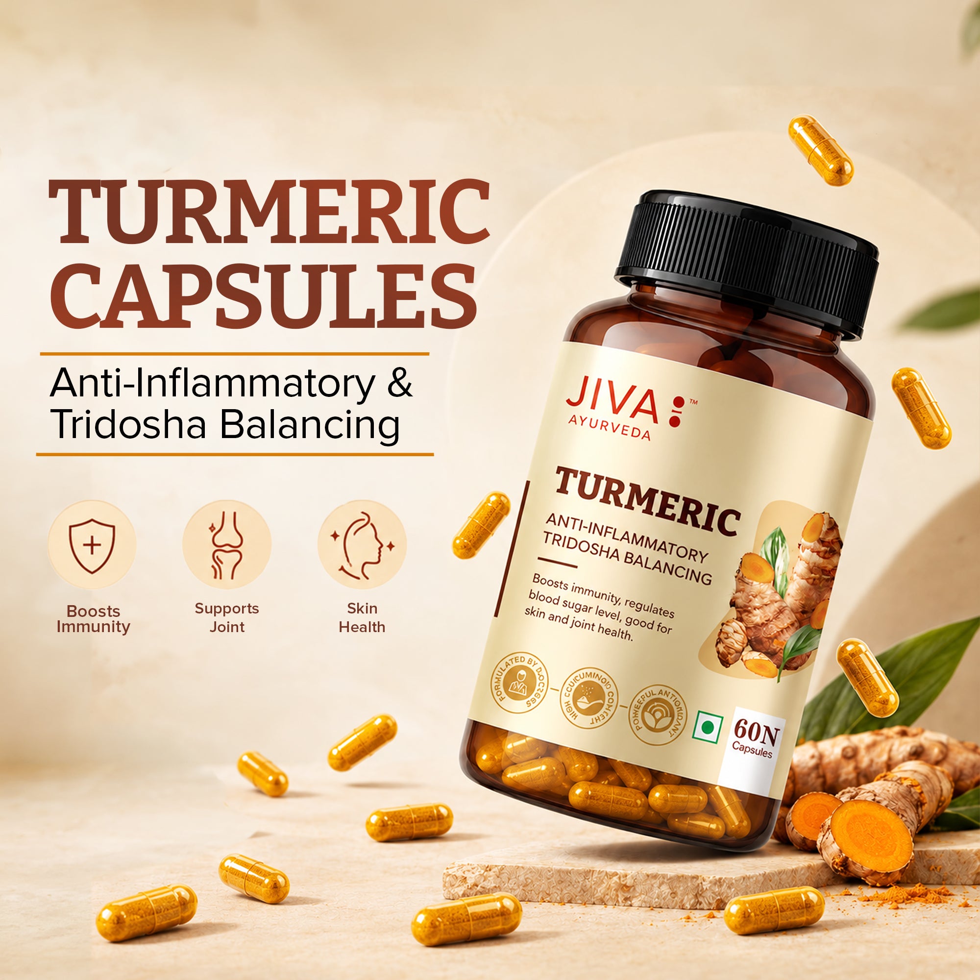 Turmeric Capsules, Boosts Immunity & Promotes Healthy Skin
