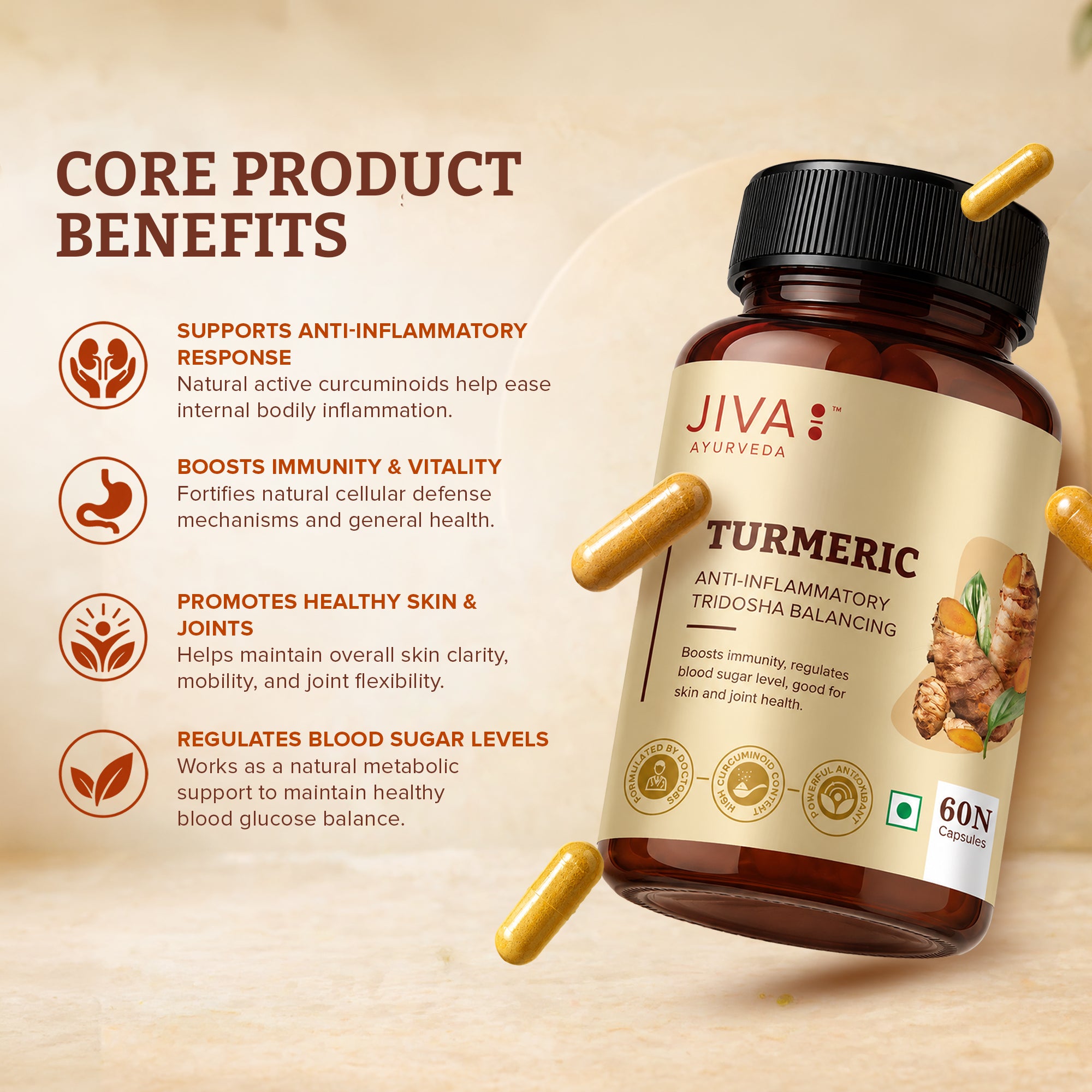 Turmeric Capsules, Boosts Immunity & Promotes Healthy Skin